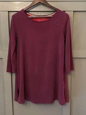 Gudrun Sjoden Stretch Jersey Tunic Organic Cotton Purple Burgundy Size Medium